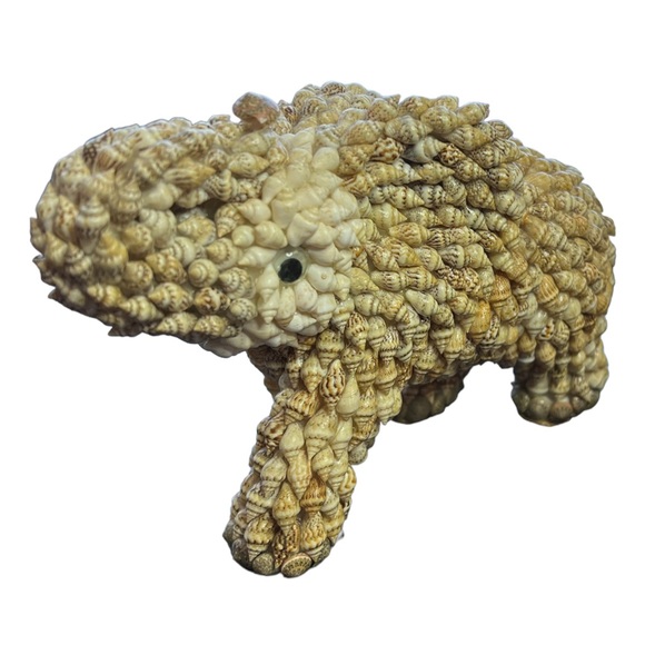 Sea Shell Encrusted Elephant Figurine Hand Made Beachy Forest Animals Good Luck. - Picture 8 of 8